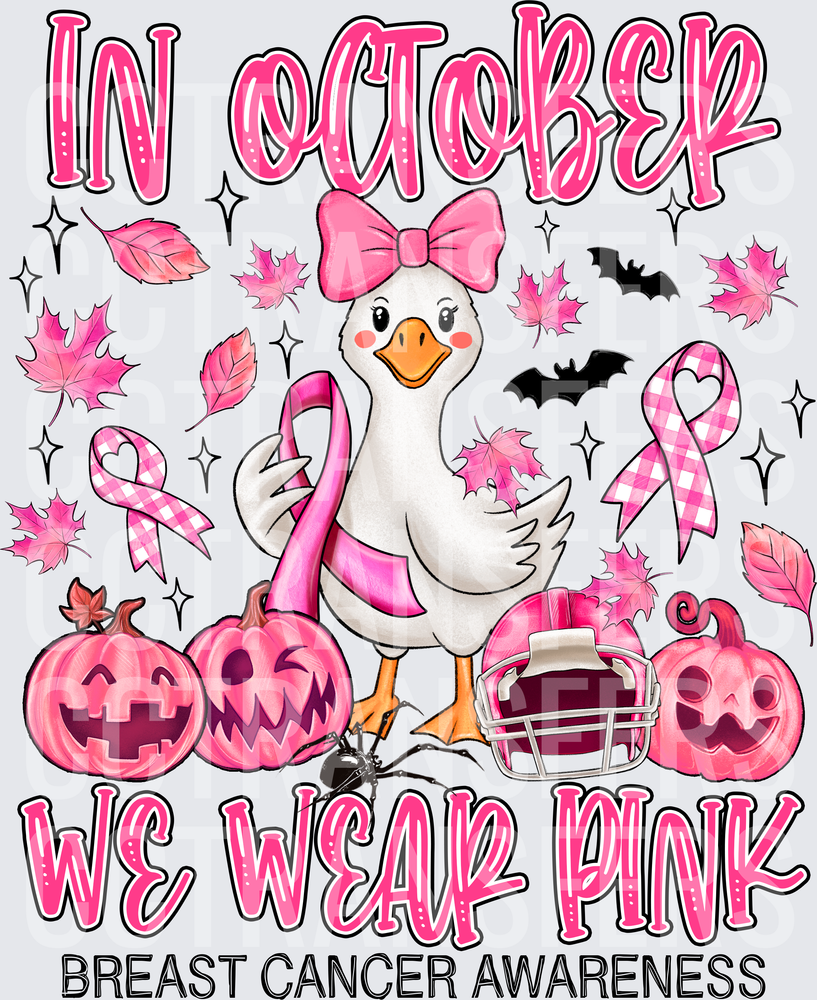 In October We Wear Pink Breast Cancer Awareness Duck (DTF)