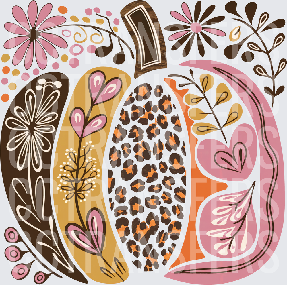 Boho Floral Pumpkin Leopard Print Fall Autumn (DTF)