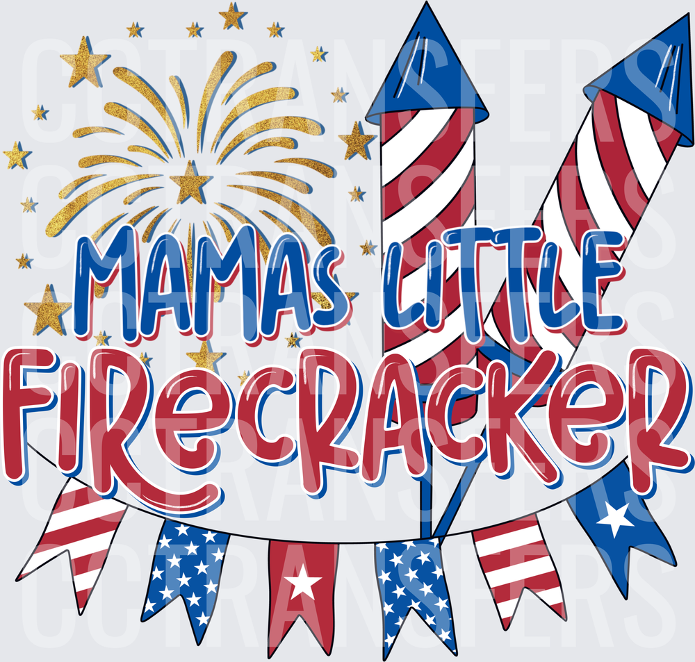 Mamas Little Firecracker Patriotic Stars Stripes Banner (DTF)