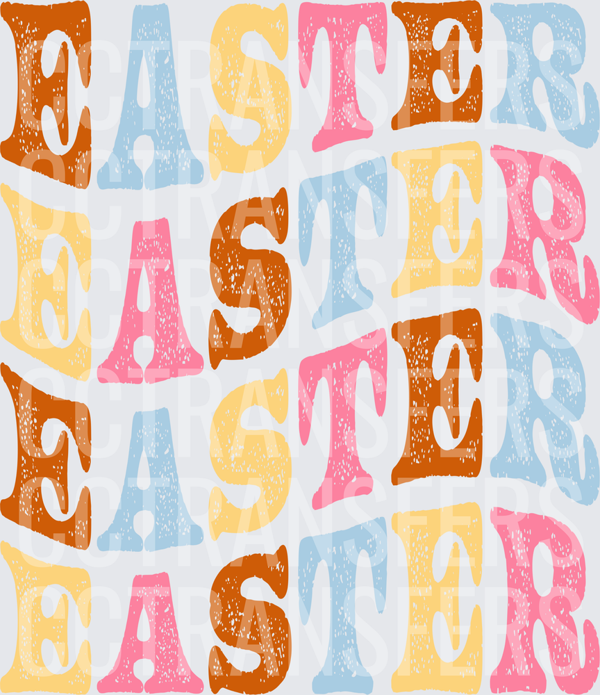 Retro Stacked Easter Word Repeat Pastel Typography (DTF)