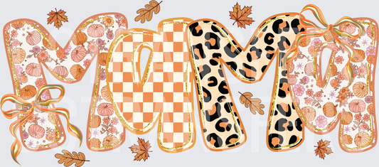 Fall Mama Checkered Leopard Floral Pumpkin Letters (DTF)
