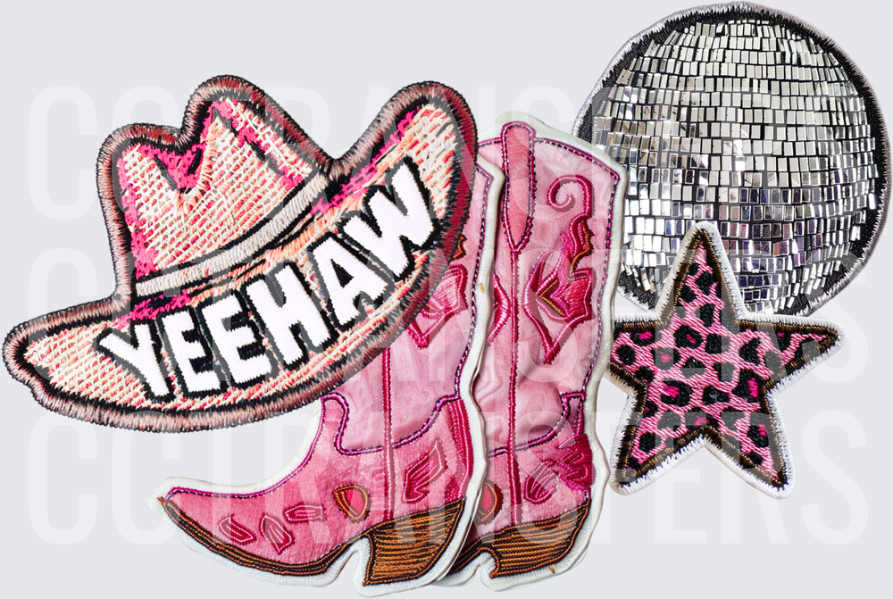 Yeehaw Pink Cowboy Hat Boots Disco Ball Leopard Star (DTF)