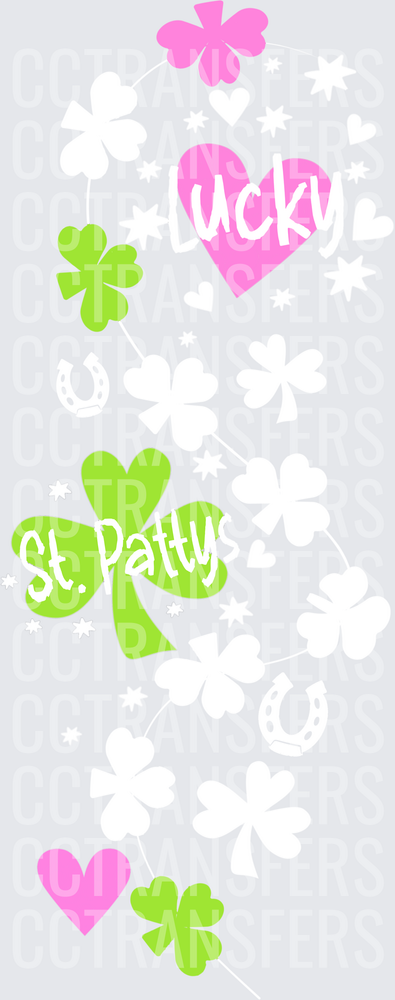 Lucky St. Patty's Pink Hearts Green Shamrocks (DTF)