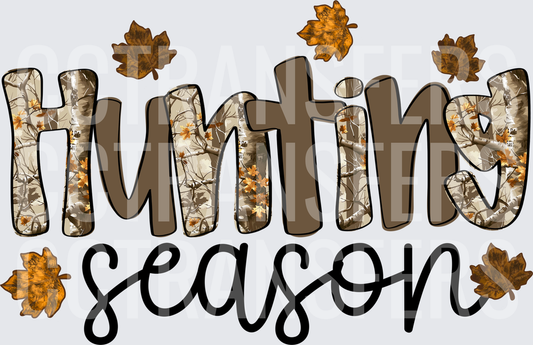 Hunting Season Camo Fall Leaves Typography (DTF)