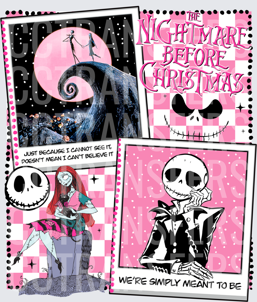 Pink Checkered Skeleton King & Rag Doll Girl We're Simply Meant To Be (DTF)