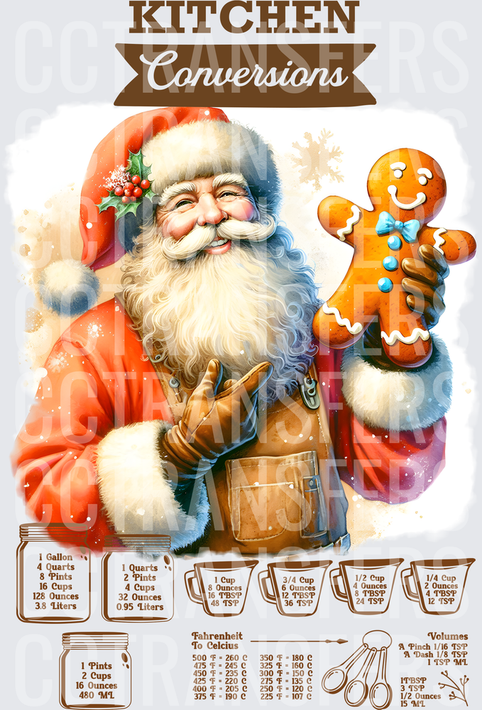 Kitchen Conversions Santa Holding Gingerbread Man (DTF)