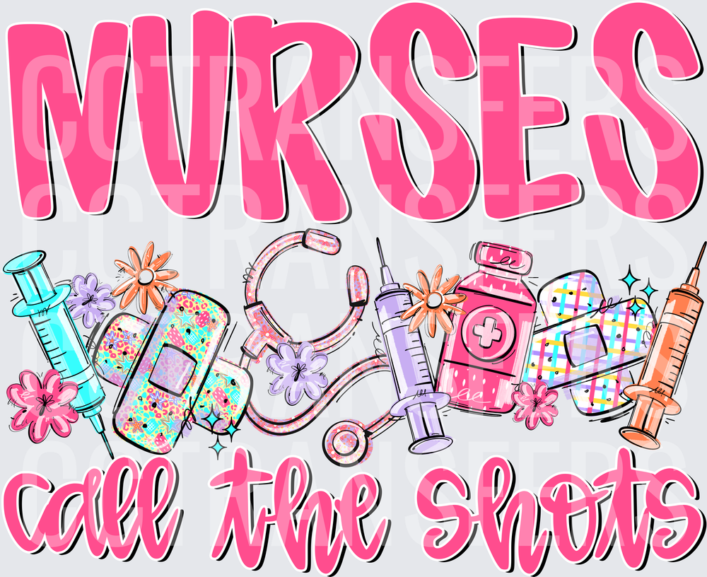 Nurses Call The Shots Colorful Medical Icons (DTF)
