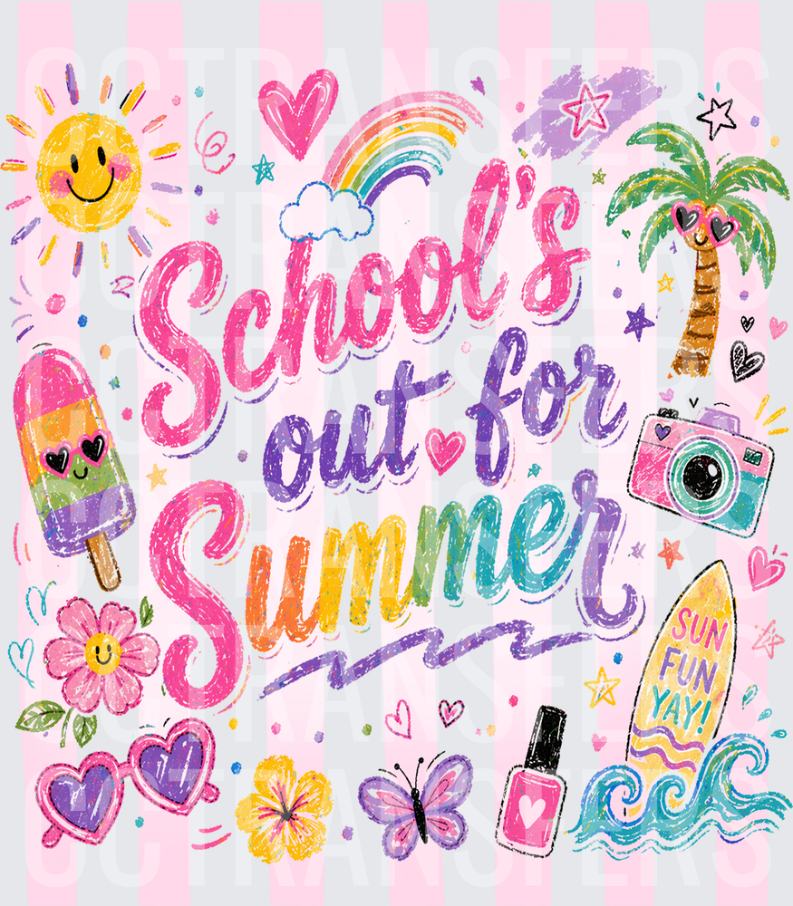 School's Out For Summer Cute Kawaii Icons (DTF)