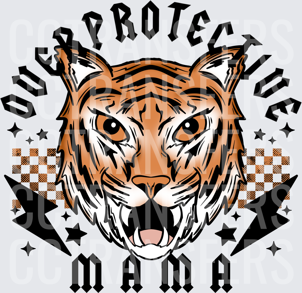 Overprotective Mama Roaring Tiger Lightning Bolt (DTF)