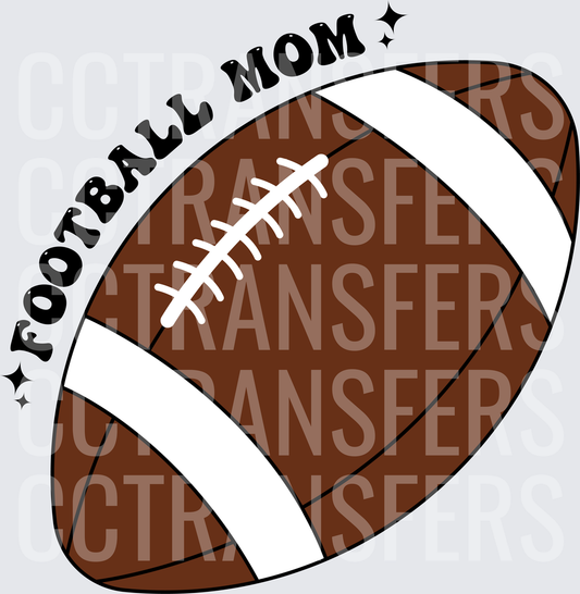 Football Mom Retro Groovy Pigskin with Sparkles (DTF)