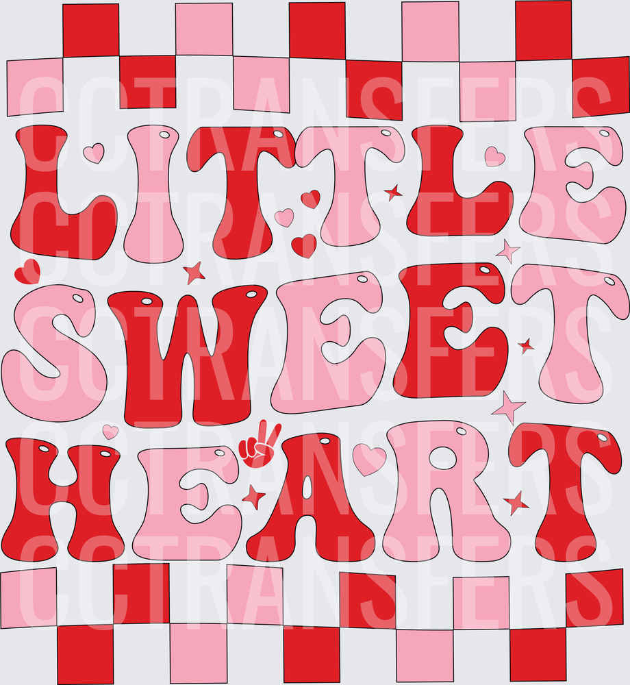 Little Sweetheart Retro Groovy Valentine Checkered (DTF)