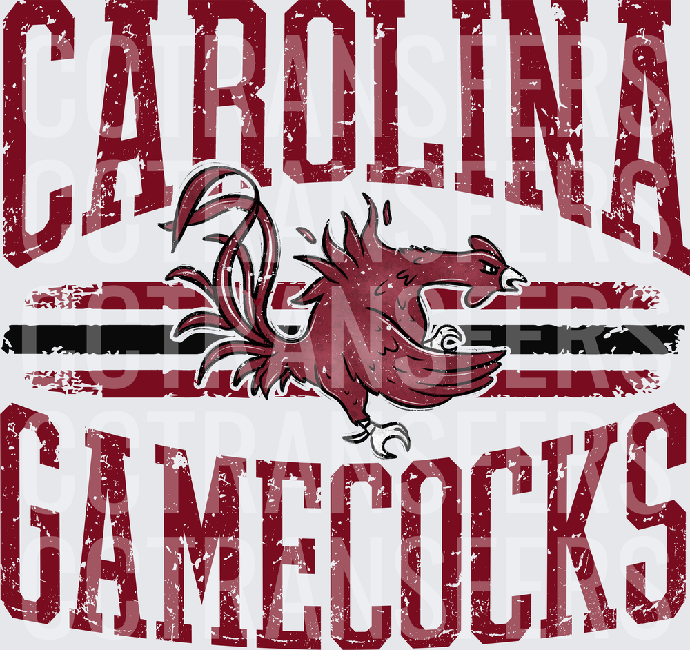 Vintage Distressed Gamecock Mascot Arched Bold Lettering (DTF)