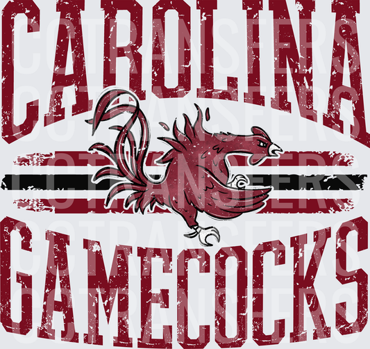 Vintage Distressed Gamecock Mascot Arched Bold Lettering (DTF)
