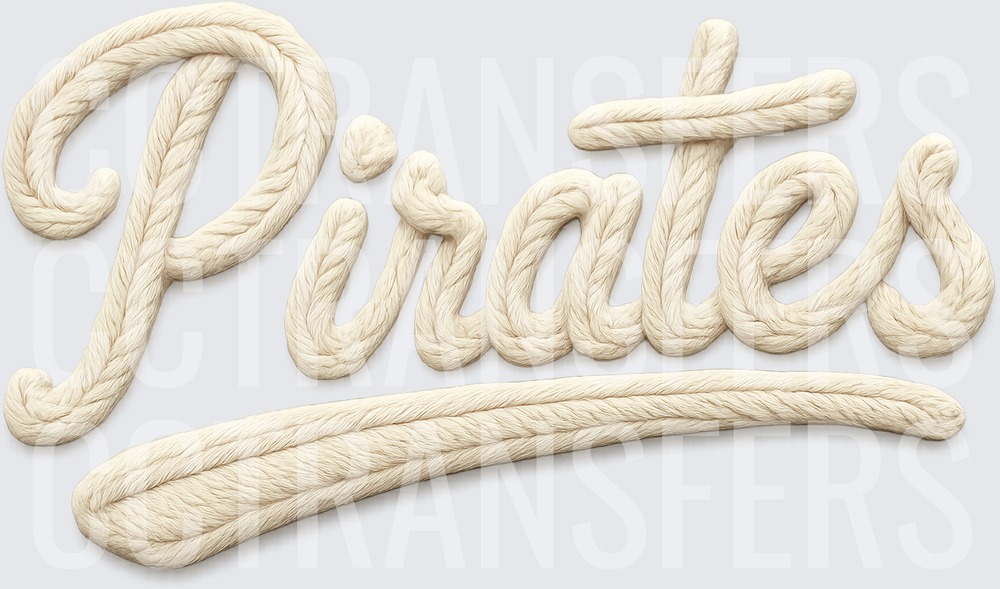 Rope Texture Script "Pirates" Lettering with Swoosh (DTF)