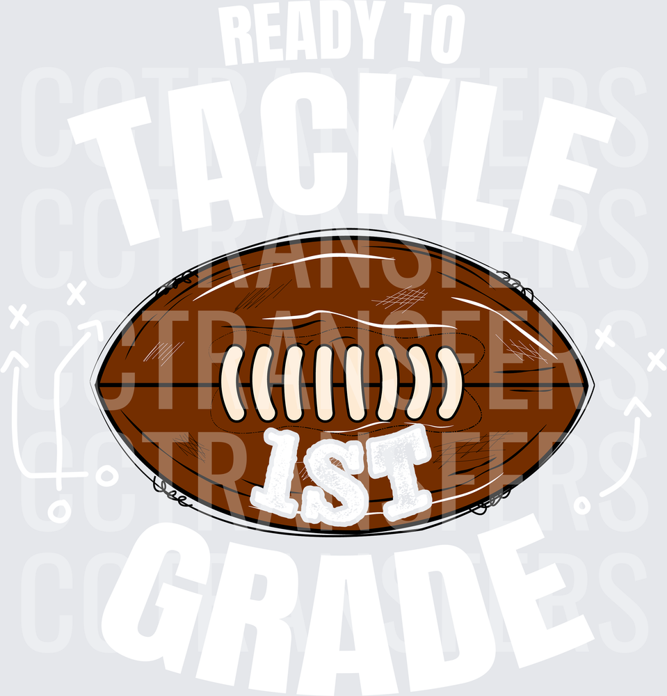 Sketch Style Football with 1ST Text (DTF)