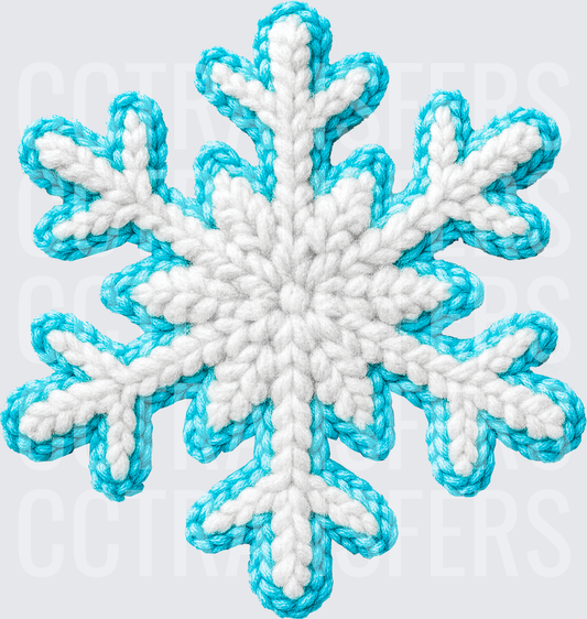 Crochet Knit Snowflake Turquoise White Winter (DTF)