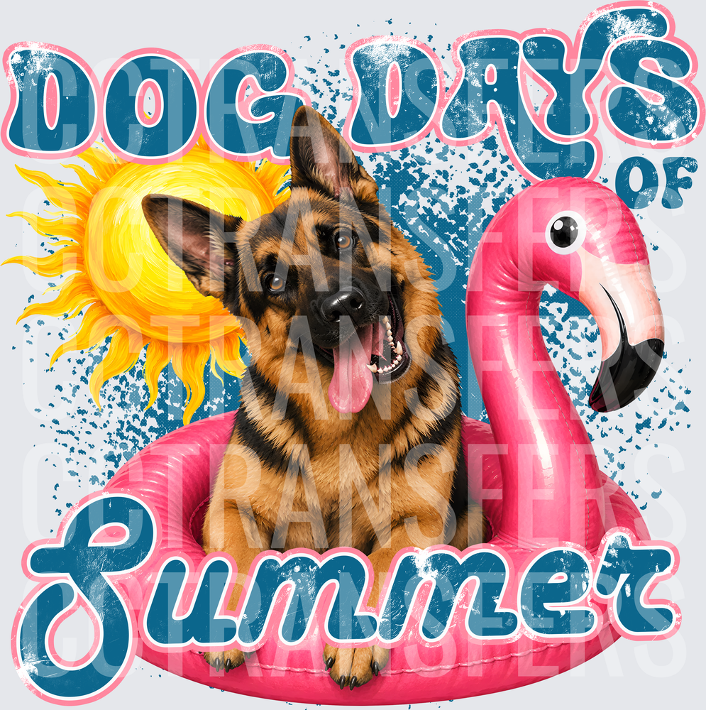 Dog Days of Summer German Shepherd Flamingo Float (DTF)