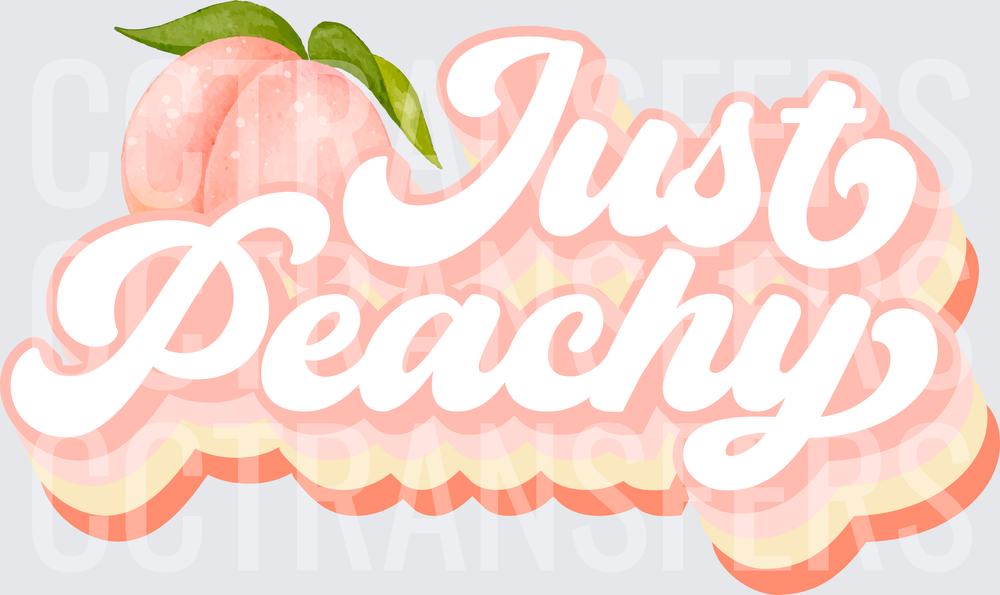 Just Peachy Retro Script with Peach Fruit (DTF)