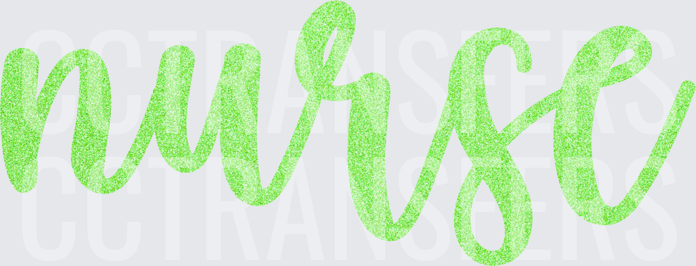 Glitter Green Nurse Cursive Script (DTF)