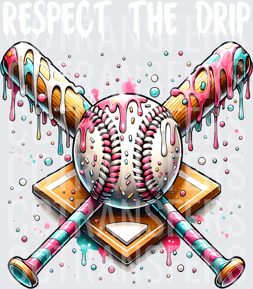 Dripping Sprinkle Softball Crossed Bats Home Plate (DTF)
