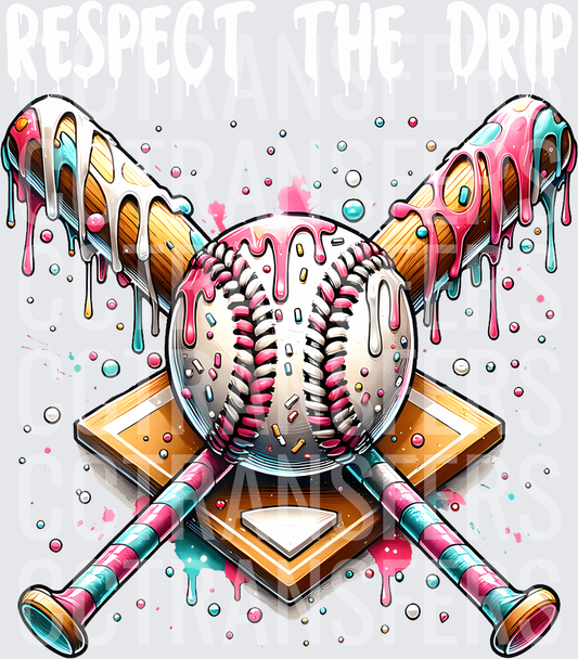 Dripping Sprinkle Softball Crossed Bats Home Plate (DTF)
