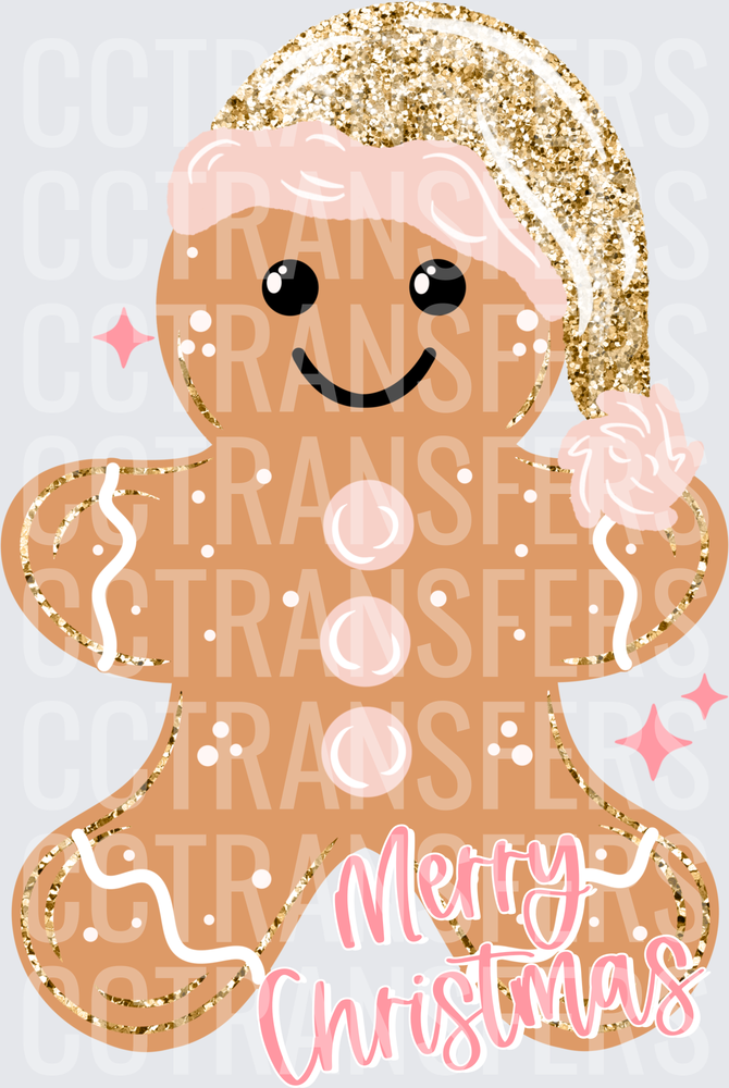 Merry Christmas Glitter Gingerbread Cookie Santa Hat (DTF)