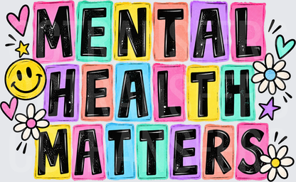 Mental Health Matters Colorful Retro Bold Text (DTF)