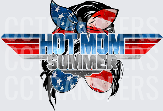 Hot Mom Summer Patriotic Messy Bun Aviator Shades (DTF)