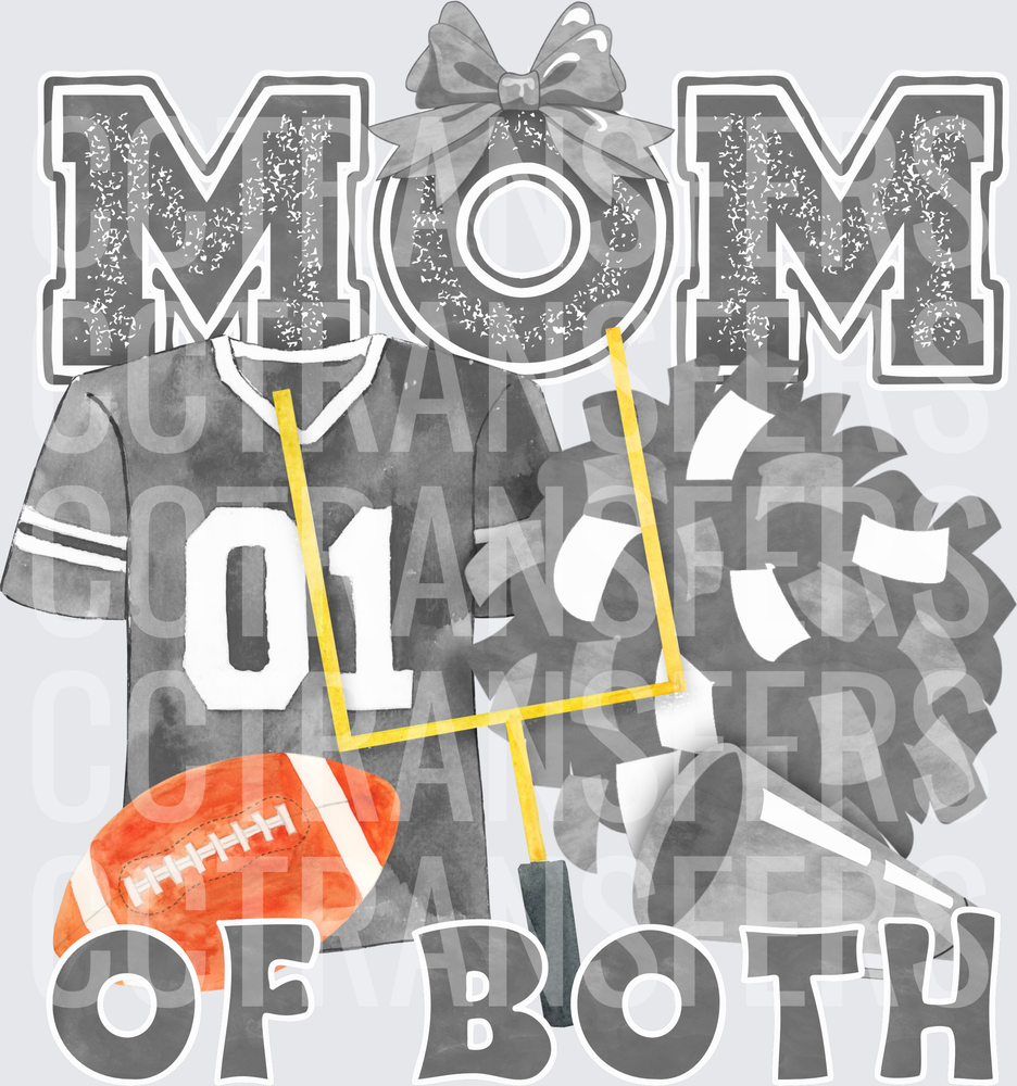 Mom Of Both Football And Cheer Watercolor Design (DTF)