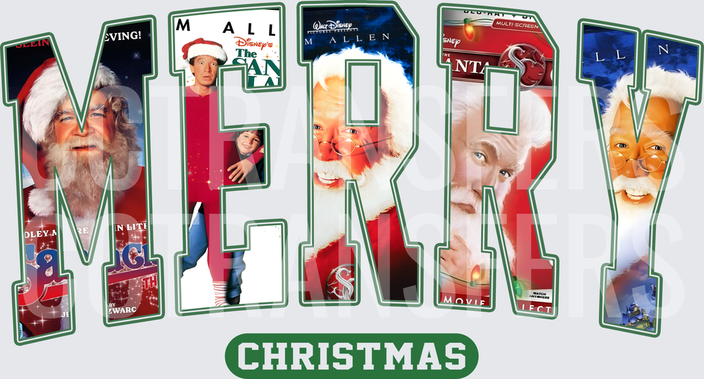 Merry Christmas Santa Movie Collage Letters (DTF)