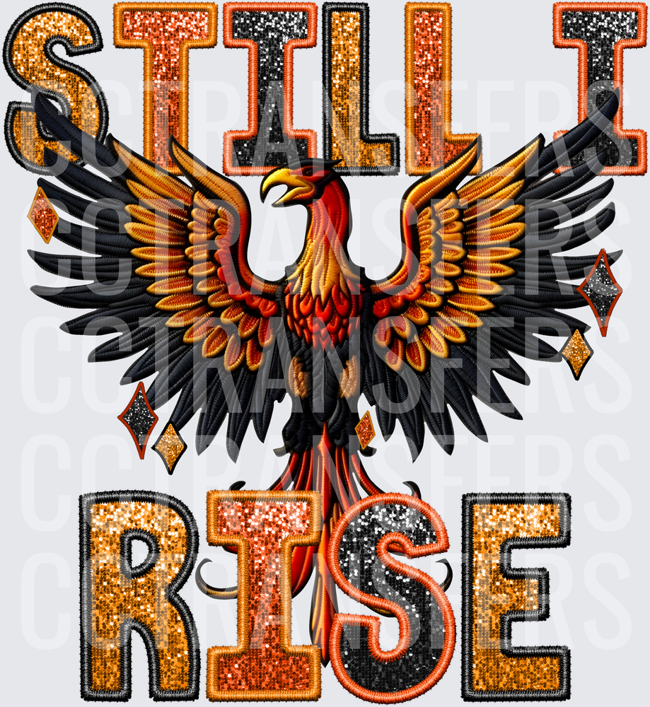 Still Rise Glitter Embroidery Phoenix Spread Wings (DTF)