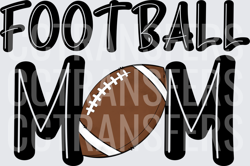 Football Mom Bold Text with Football Graphic (DTF)