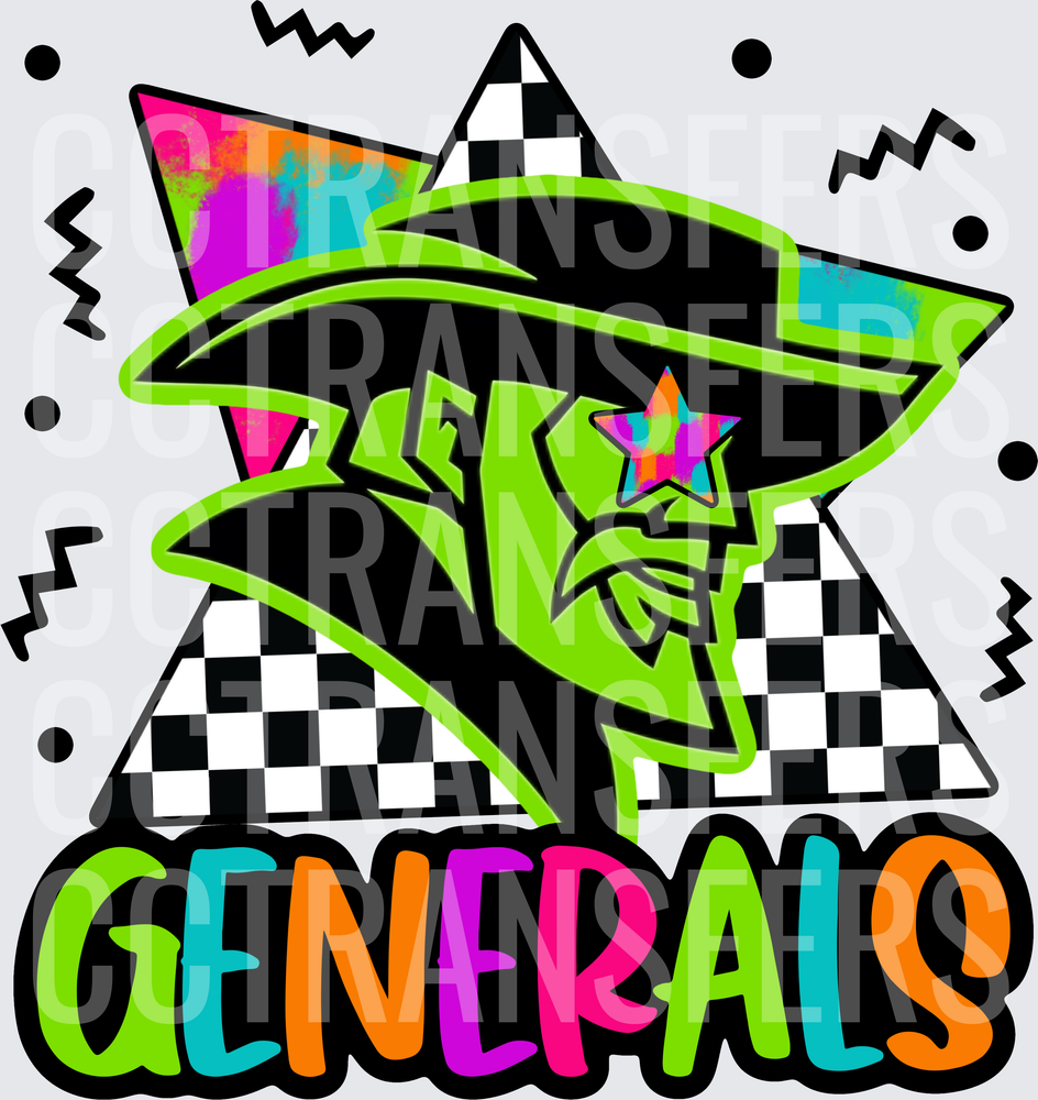 Generals Masked Bandit Neon Retro Checkered Logo (DTF)