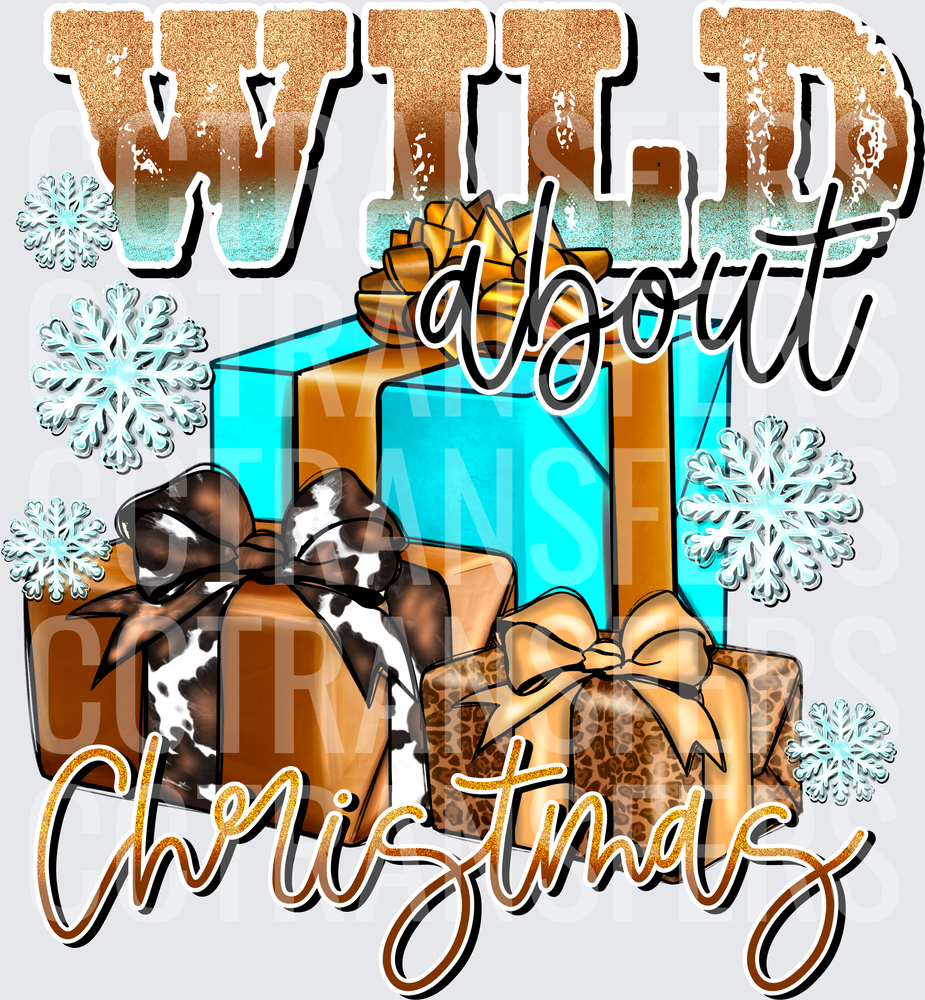 Wild About Christmas Cowhide Leopard Gifts Snowflakes (DTF)
