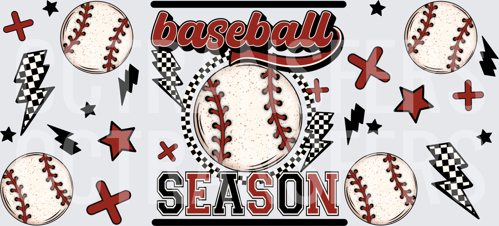 Baseball Season Checkered Lightning Bolt Scattered Pattern (DTF)