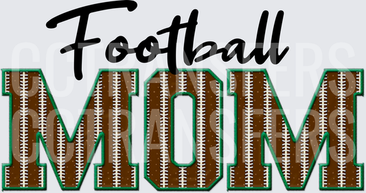 Football MOM Varsity Letter Lace Design Green Brown (DTF)