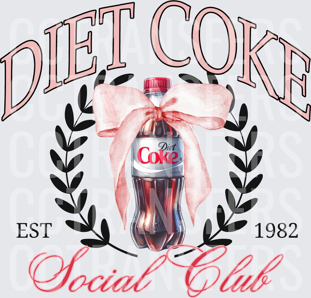 Diet Coke Social Club EST 1982 Bottle with Pink Bow (DTF)