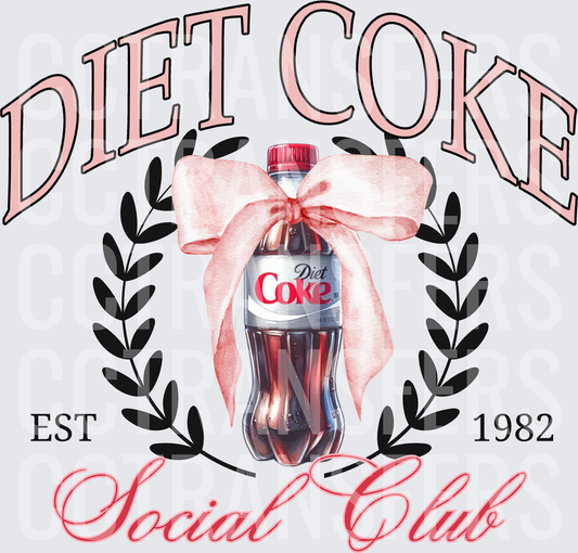 Diet Coke Social Club EST 1982 Bottle with Pink Bow (DTF)