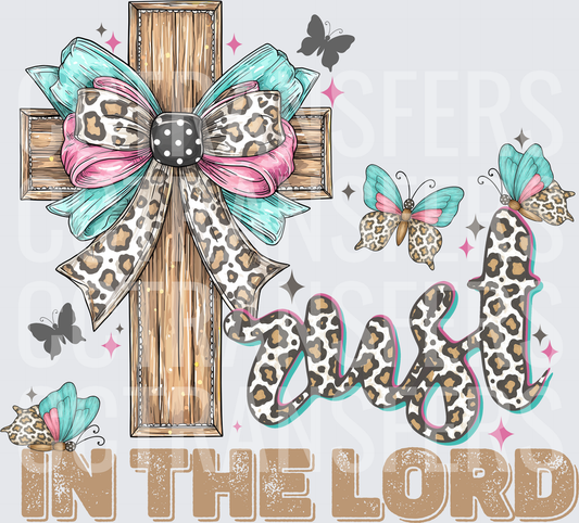Trust In The Lord Leopard Cross Bow Butterflies (DTF)
