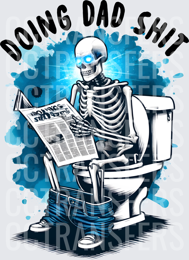 Doing Dad Shit Skeleton Reading Newspaper on Toilet (DTF)