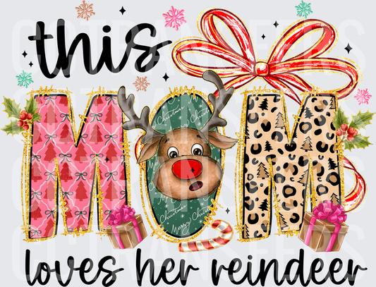 This Mom Loves Her Reindeer Christmas Leopard Holiday (DTF)