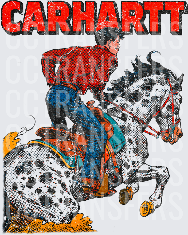 Vintage Cowboy Riding Spotted Appaloosa Horse (DTF)
