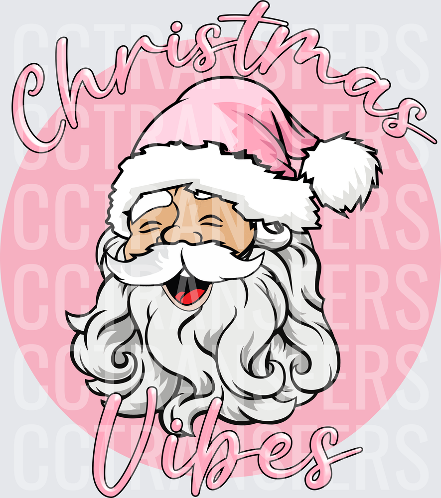 Christmas Vibes Laughing Santa Pink Hat (DTF)