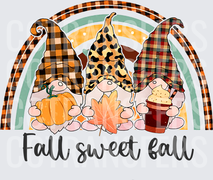 Fall Sweet Fall Gnomes with Pumpkin Leaf Latte Rainbow (DTF)