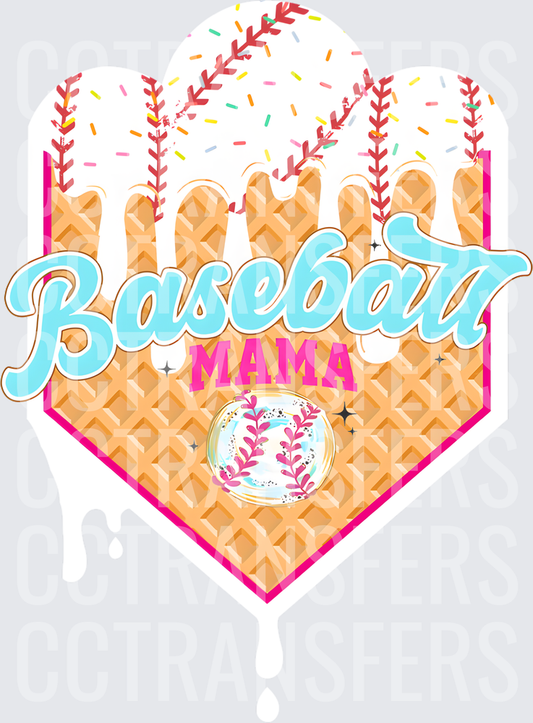 Baseball Mama Waffle Cone Home Plate Sprinkles (DTF)