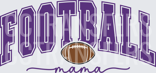 Purple Arched Football Mama Script with Football (DTF)