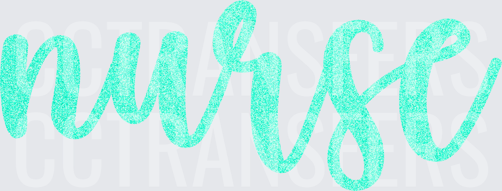 Glitter Teal Cursive Nurse Script (DTF)