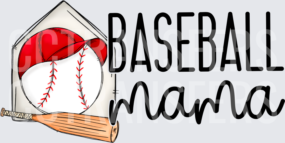 Baseball Mama Home Plate Bat and Ball Design (DTF)
