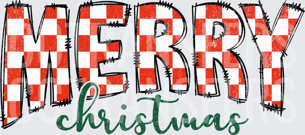 Merry Christmas Red Checkered Bold Lettering (DTF)
