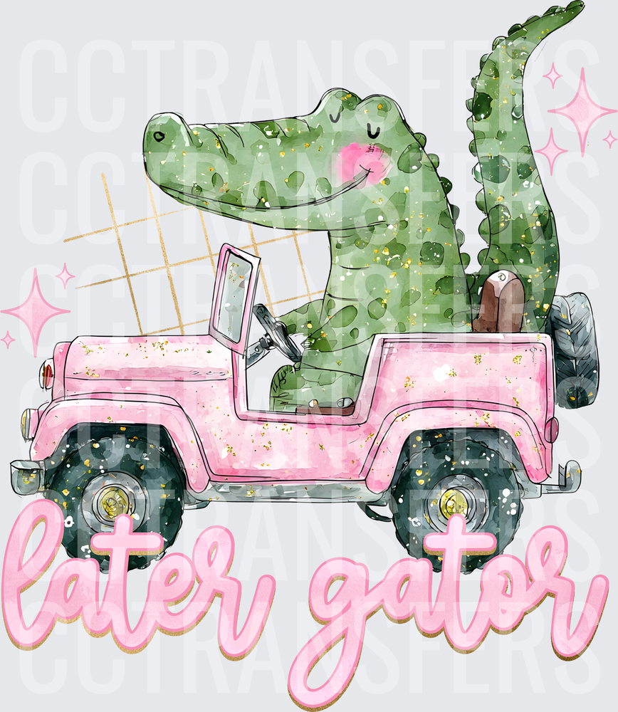 Later Gator Alligator Driving Pink Jeep (DTF)